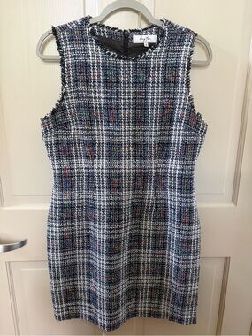 Multicolor Tweed Dress with Fringe